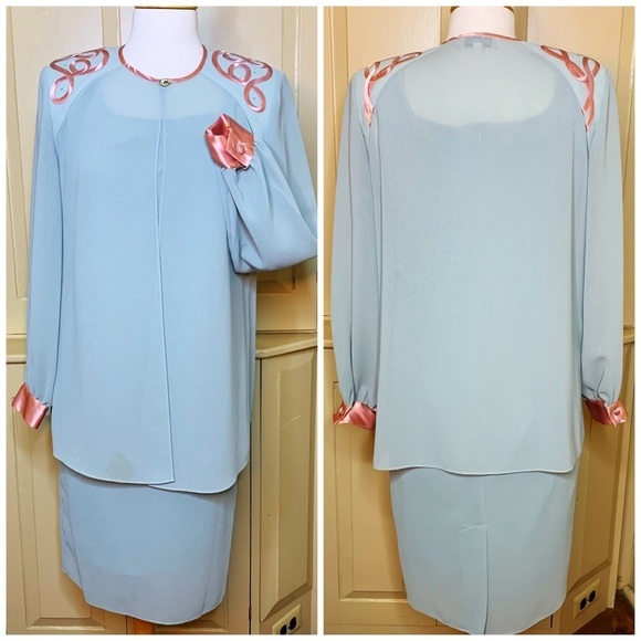 Vintage dress SET 60s 70s PATRA sz S/M Petite embroidery rhinestone silk wedding - Picture 13 of 17